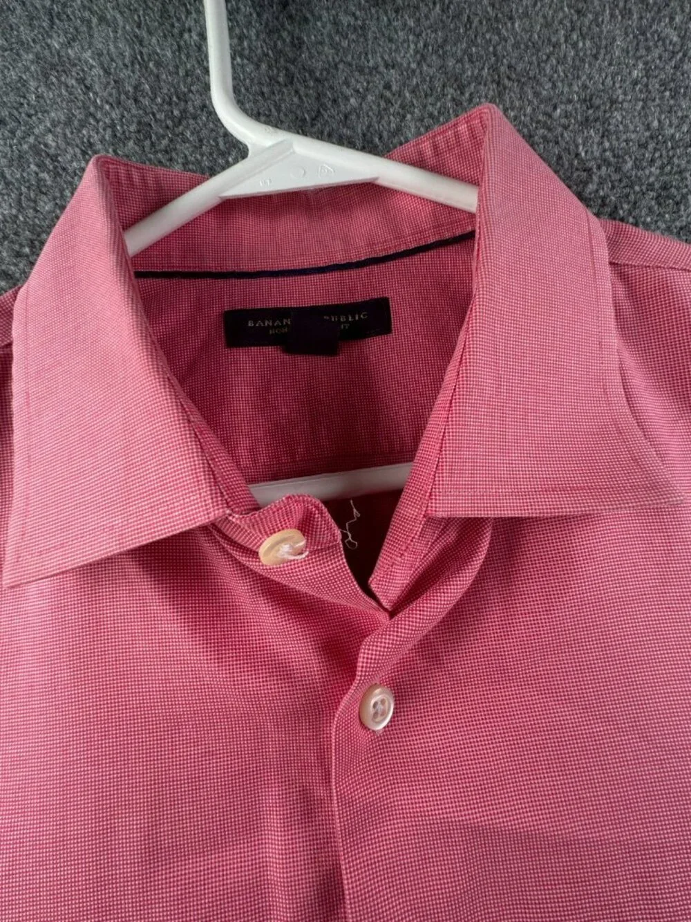 Banana Republic Button Up Shirt Red Non Iron Slim Fit 16 16.5 Large Long Sleeve